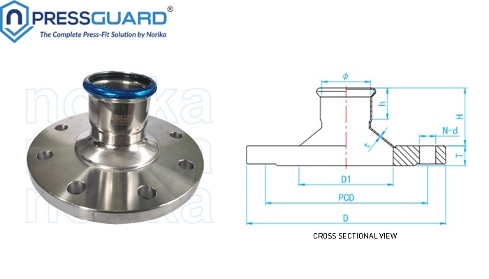 Stainless Steel 304 Press Fit Flange Reduce Socket